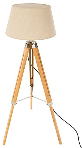 Paris Prix Atmosphera Créateur d'intérieur - Lampadaire Trépied Bois Runo 146cm Beige