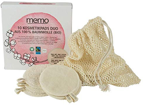 Memo | dischetti cosmetici in cotone 10 pezzi con sacchetto per la biancheria