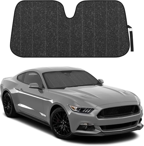 BDK-AS-2511 Front Windshield Shade-Accordion Folding Auto Sunshade for Car Truck SUV-Blocks UV Rays Sun Visor Protector-Keeps Your Vehicle Cool-57 x 27 Inch, Black Glitter