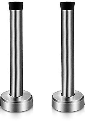 Türstopper, 4 Zoll Türstopper Wand montiert gebürstetem Nickel Türstopper mit schalldämpfenden Gummispitze kommerziellen Edelstahl Türstopper für Sockel, Silber 2 Pack