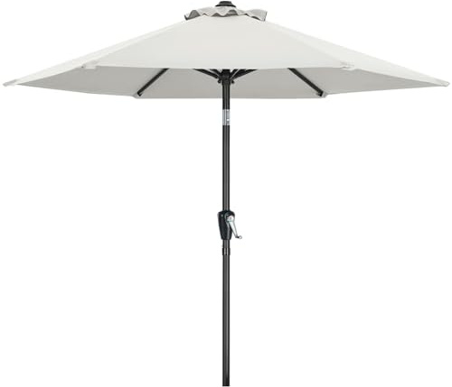MasterCanopy 230 cm Sonnenschirm mit 6 Rippen & Kurbel, Hellbeige