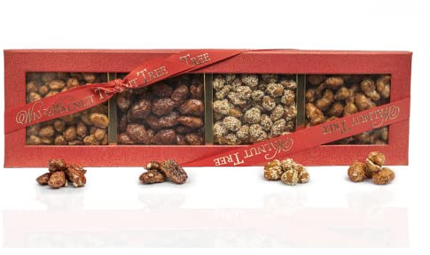 Walnut Tree – Caramelised Nut Selection Gift Box with Pecans, Cashews, Almonds, Peanuts, Sesame Peanuts – Gluten Free – Vegetarian – Luxury Gift Selection, Birthday, Anniversary – 300g