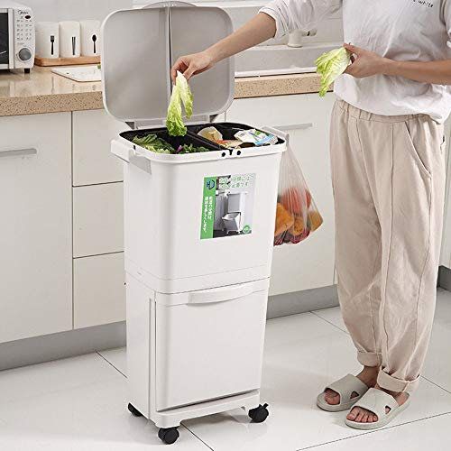 GBHJJ Poubelle Cuisine, Poubelle à PéDale de Recyclage ClasséE à Double Compartiment, Capacité de DéChets de 45L, Costume pour Salle de Bain, Cuisine, Bureau, Maison, IntéRieur et ExtéRieur