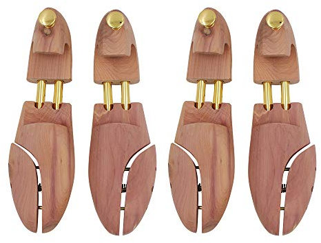 Kilocircle Men's Red Cedar Wood Shoe Tree with Twin Tubes 2PKS, 2 Pairs, Full Toe, XL