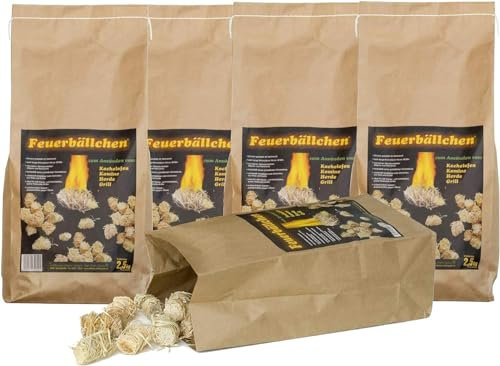 RaiffferenWaren, accendifuoco per camino, palline di fuoco (accenditore ecologico, realizzato con prodotti naturali – cera, legno naturale; resistente all'umidità; durata circa 10 min) 12,5 kg