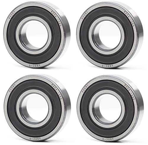 6204-2RS Juego de 4 rodamientos ranurados, 20 x 47 x 14 mm, con doble sello de goma ABEC-5 pre-lubricado, maquinaria de jardinería, juguetes eléctricos y herramientas