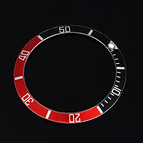 Anillo de Bisel de Reloj, Hebilla de inserción de Reloj, 4 Colores Nuevo Reloj de cerámica Reloj de Pulsera Inserto de Hebilla de Bisel Repuestos de Reloj Accesorios de Reloj(Negro + Rojo)