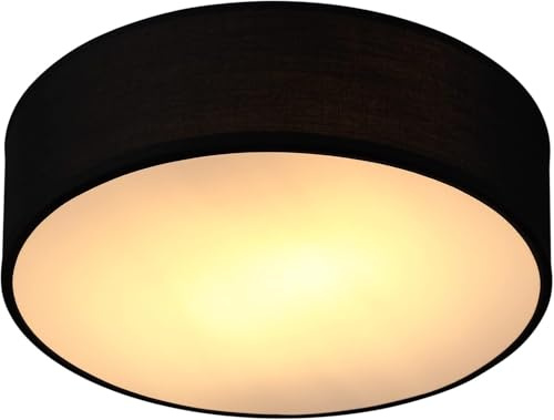 Monzana Deckenlampe Stoff Wohnzimmer | Schwarz, 40W, 30cm, E27, 1-Flammig, Schlafzimmer, Flur, Küche, Rund, Lampe, Deckenstrahler, Deckenleuchte, Stoffdeckenlampe