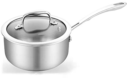 Padella Pentola di zuppa di acciaio inox a tre strati in acciaio inox con coperchio non patinato pentola sana impugnatura singola piccola tappezziera pentola pentola da cucina pentola Padella Antiader
