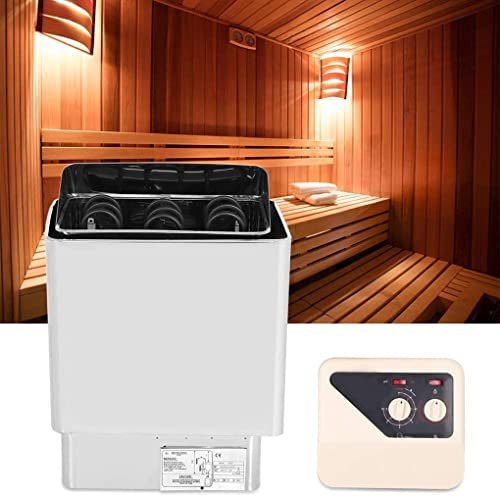 UIGJIOG Edelstahl Saunaofen, Elektrischer Saunaofen 3-9KW, Digitalanzeige Controller Für Wohnung Schwitzraum Saunaofen 220V,6KW