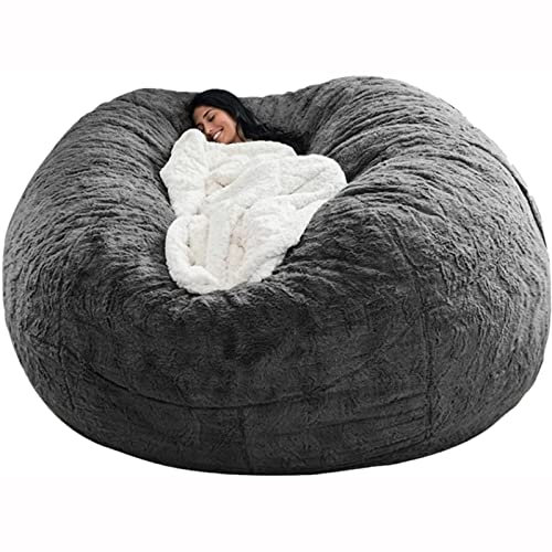 Topchances Multifunctional Bean Bag Chair, Large Adult Children’s Living Room Furniture, Soft And Comfortable Bean Bag Cover, Can Relax And Sleep Easy To Clean (no Filling) (Dark Grey, 5FT)