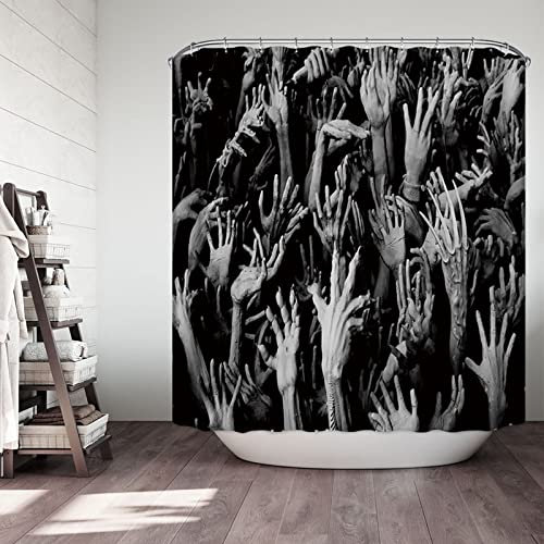 EHOMERY Tenda Doccia Ad Ombrello Tenda da Vasca Mano Che Piange Tenda da Doccia con Supporto Tenda da Bagno Campeggio Polyester Grigio con 12 Anelli di Sospensione, 140X180Cm