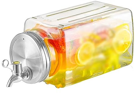 VLANIS 3L Getränkeeimer,Getränkespender Mit Zapfhahn- Schraubdeckel und Zapfhahn, Mit Deckel Wasserspender Für Kalte Getränke, Saft Volumen,3 l