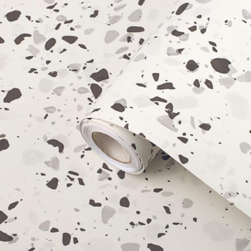 Ambiance Sticker Rouleau Adhésif Sol Terrazzo Anti-dérapant Etanche au Mètre pour Salon, Chambre et Salle à Manger - H60 cm x L4 m