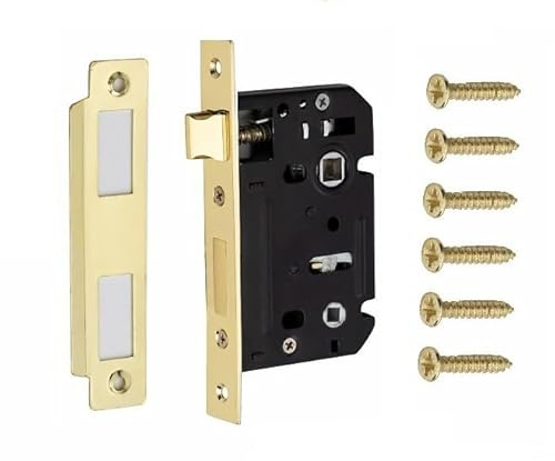 Golden Grace Bathroom Mortise Lock, Electro Brass, 64mm Backset Size | Includes screws and strike plate for hassle-free installation, offering a corrosion-resistant barrier from edge to spindle.