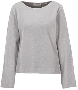 Marc O'Polo Damen Sweatshirt mit U-Boot-Ausschnitt Regular Fit, Grau (Mid Stone Melange), S