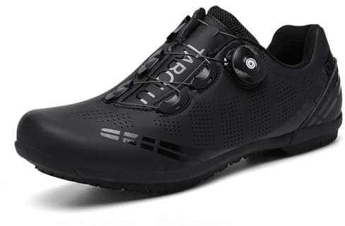 Hixingo Fahrradschuhe Herren Damen Rennrad Und MTB Schuhe Mit Gummisohle, Atmungsaktive Sneaker rutschfeste No-Lock Fahrradschuhe Mountainbike SPD Schuhe（Schwarz ，43 EU）
