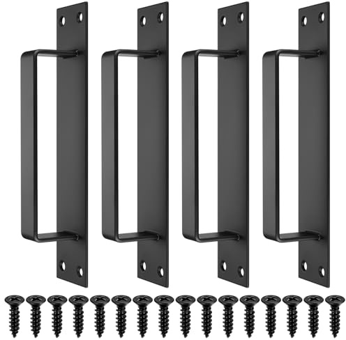 Qeapug 4 STK Türgriffe Schwarz, Handgriff Schiebetür Griffe, Scheunentor Griffe, Schwarze Schranktürgriffe, Scheunentorgriffe für Küchen Schrank Möbel Schiebetüren Schuppentür, 200x40mm