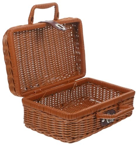VILLFUL Aufbewahrungsbox Große Kapazität aus Simuliertem Rattan Retro mit Schloss und Futter im Vintage Stil Zufällige Farbe für Ordentliche Lagerung