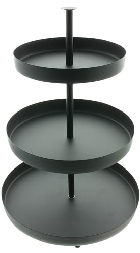 FRANK FLECHTWAREN Etagere Black, Metall, mattschwarz Maße: ca. Ø 20 cm, 25 cm, 30 cm, GH 42 cm, einfache Selbstmontage, ohne Deko, vielseitig einsetzbar, elegantes Design