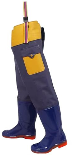 KPHYMOD Watstiefel Wathose Aus PVC, Wasserdicht, Mit Tasche, Für Herren Und Damen, Dicke Sohle Aus Rindersehne, Leichter Stiefelfuß Für Angeln Und Jagen(38 EU)