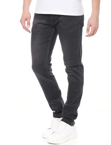 Smith & Solo Jean pour homme - Pantalon stretch slim fit jean moderne pour homme, anthracite, 36W / 34L