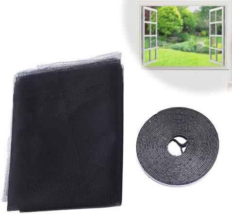 MEXRUMI Moustiquaire Enroulable pour Fenêtre Écran Filet Auto-Adhésif Découpable (130 x 150 cm Noir)