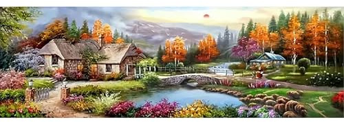 SHEGZHUC Diamond Painting - Landschaft Herbst Ländliches Haus Europäisch XXL Diamant Malerei, Kunst Stickerei Kreuzstich Bild für Wanddekoration Geschenk