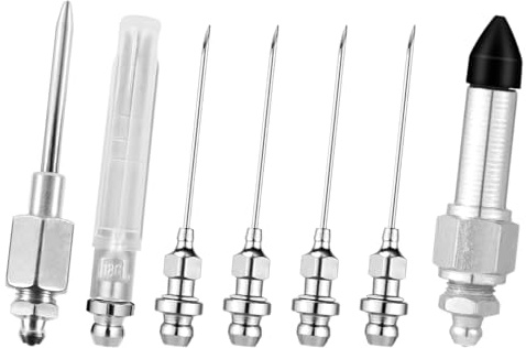 Kit aiguille graisse,kit aiguille injecteur graisse, outil de montage 'distributeur de pointes, comprend 5 buses à aiguille pour graisse, 1 distributeur de graisse et 1 adaptateur pour mamelon en