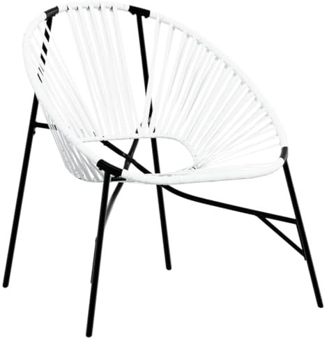 vidaXL Gartenstuhl in Ei-Form Schwarz und Weiß Poly Rattan, Ei-Stuhl, Gartensessel, Sessel, Gartenstuhl, Garten Sessel, Outdoor Sessel, Terrassenstuhl