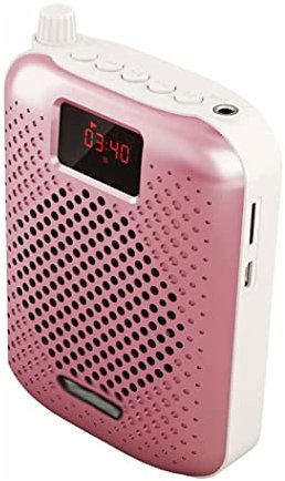 KANBUN Portable Voice Amplifier 2200mAh Rechargeable PA System Speaker Wired Headset Microphone/Smart Phone Audio Cable for Teaching,Meetings,Training,Presentation,Coaches, Tour Guide (Color : Pink)