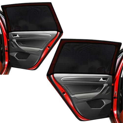 2 Unidades Protector Solar Coche Malla Transpirable para Ventanillas, Ideal Niños & Mascotas - Bloquea Rayos UV, Reduce Calor, Compatible con la Mayoría de Vehículos