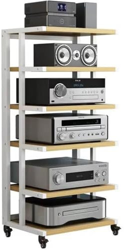 Genérico Soporte AV, gabinete para componentes de Audio, Estante HiFi, Estante para Amplificador, Estante para Consola de Videojuegos, Estante de Almacenamiento Abierto multifunción (Madera de Teca,