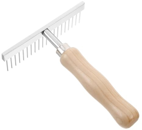 EXHUMKY Dematting Rake Für Pferde Edelstahl Unterfellbürste Mit Holzgriff Vielseitig Einsetzbar Für Hunde Kühe Und Nutztiere Robust Und Ergonomisch Einfache Reinigung
