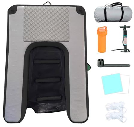 Hundebadeleiter Aufblasbare Hundepool-Ausstiegsrampe mit Pumpe/Seil/Reparaturset, PVC Rutschfeste Schwimmende Hunderampe für Seen/ Boote/ Anlegestellen/ Yachten, Tragbar & Wiederverwendbar(Black,150L