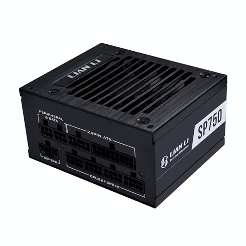 Lian Li SP750 V2 Gold 750 Watt SFX Form Factor Power Supply | Native 12V-2x6 Cable - Low Noise - 80+ Gold Efficiency - ATX 3.1 & PCIe 5.0 Compliant - 92mm FDB Fan - 10-Year Warranty - Black (SP750G.B)
