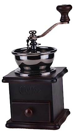 ULTECHNOVO Moulin à Café Manuel avec Meule Moulin à Grains Vintage Rétro pour Broyage des Grains Design Ancien Marron Foncé pour Amateurs de Café et de Noël