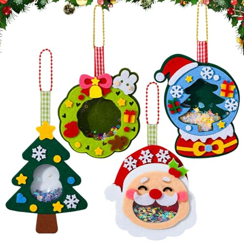 Bastelset Weihnachten, 4 Stück DIY Filz Basteln, Tannenbaum Deko, Filzanhänger Weihnachten, Weihnachtsdeko Baum, Weihnachtsbaum Anhänger,Weihnachtskarten Basteln, Tannenbaumschmuck,Weihnachtsbaum Deko