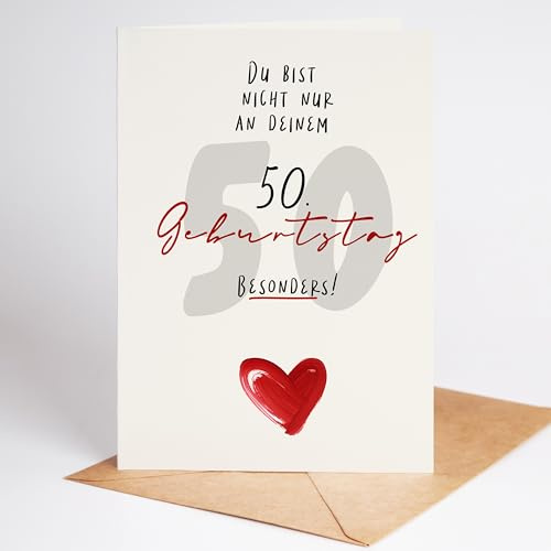 Lovely Cards - Geburtstagskarte 50 Frau Mann - 50. Geburtstag Frau Mann - besondere Glückwunschkarte zum Jubiläum - Geschenke zum 50ten Geburtstag - Geschenk Mama (DIN-A6)