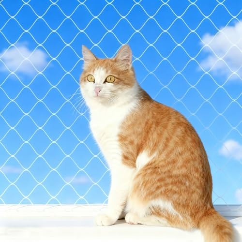 Katzennetz für Balkon 10×3 m, Transparent ​& Zuschneidbar Balkonnetze für Katzen, Katzenschutznetz mit Befestigungsseil und Zubehör, ​Robustes Katzengitter Schutznetz für Balkon, Fenster, Terrasse