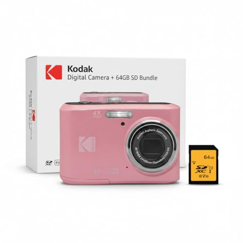 Kodak PIXPRO FZ45 Friendly Zoom 16MP Digital Camera Bundle (Pastel Pink) | Memory Card, 1080p Full HD, (2 items)