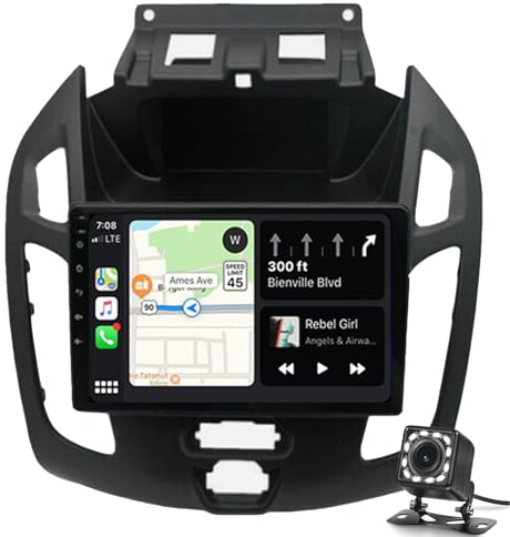 Android Car Stereo For F-ord Transit Connect 2014+ With Wireless CarPlay And Android Auto 9-Inch Touch Screen 2-Din Stereo With GPS WiFi Bluetooth Canbus DSP FM/RDS Radio Camera(Color:WIFI 2G+32G)