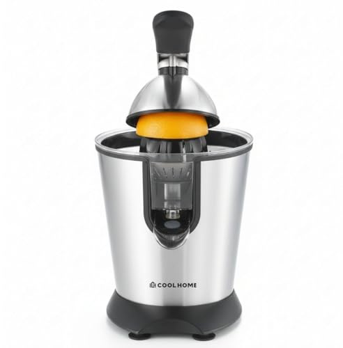 CoolHome CP26 Exprimidor de cítricos con palanca – Exprimidor eléctrico de naranja y limón – Con boquilla y antigoteo – Acero inoxidable