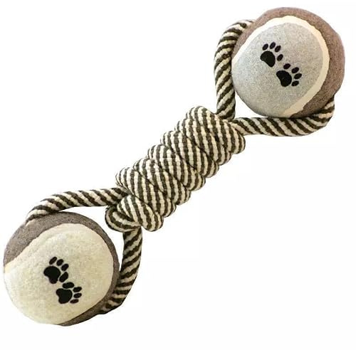 Giocattoli per cani in corda con palline da tennis, giocattolo da masticare resistente per denti, dog toys, corda indistruttibile, gioco interattivo da trazione e addestramento, uso interno, 21cm
