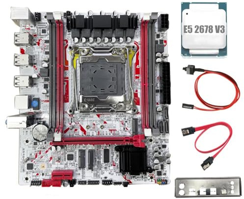 Ounfhtrttk Scheda Madre da Gaming X99G757 + CPU E5 2678 V3 Scheda Madre X99 LGA 2011-3 Chip HM55 DDR3 Fino A 64GB di Supporto per Memoria