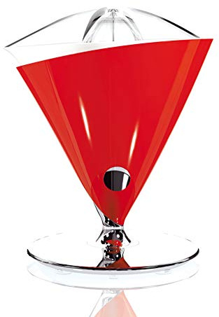 BUGATTI, Vita, Exprimidor eléctrico con jarra en vidrio templado soplado incluida, Capacidad 0,6 litros, Filtro en acero inoxidable, 80 W, Color Rojo