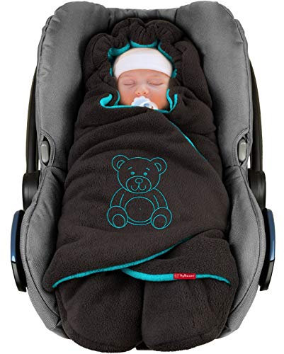 BYBOOM Einschlagdecke für Babyschale, Kindersitz und Kinderwagen, Universal Babydecke für Herbst und Winter, Warme Kuscheldecke mit Füßen für mehr Bewegungsfreiheit, Schützt Ihr Baby bestens vor Kälte