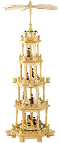 OBC Weihnachtspyramide/Naturtöne/Pyramide Weihnachten / 5 Etagen/im Kunsthandwerks-Stil, handgefertigt/Deko zu Weihnachten