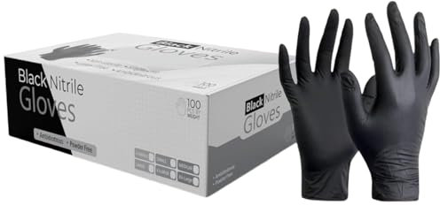 100 Black Nitrile Disposable Gloves Powder Free, Food, Care, Hair & Beauty, Industry, Cleaning (Black, Medium)