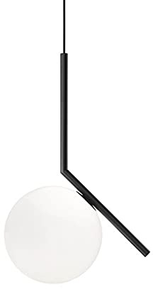 MZStech Modern Fashion Sphärische Hängelampe, Schwarzes Eisen & Glas Pendelleuchte Kronleuchter Hängelampe (30cm)